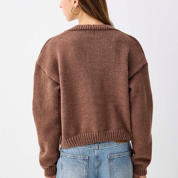 Crocheted flowers cardigan Brown Floral Knit size L - Picture 2 of 3